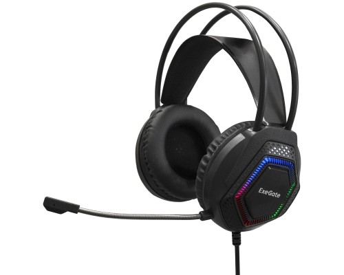 [Наушники EXEGATE] ExeGate Cosmos HS-704GL (объемный звук 7.1, длина кабеля 2.5м, динамик 50мм, 20-20000Гц, RGB подсветка, USB интерфейс, регулировка громкости, Color Box)
