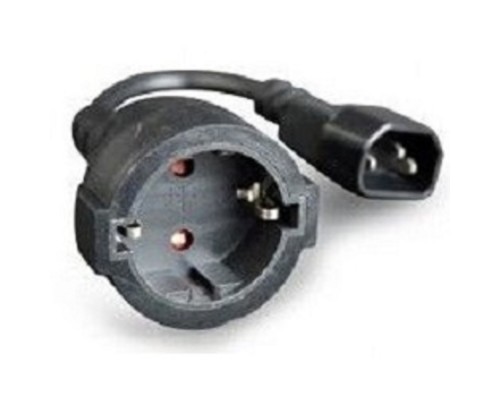 [Кабели силовые] Bion Кабель-удлинитель питания 0.15м, C14 - Розетка с заземлением, 0.75мм, медь, 10А, черный [BXP-PC-289]