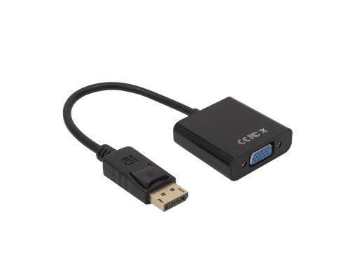 [переходники] Bion Переходник с кабелем DisplayPort - VGA, 20M/15F, 0.15 м, позолоченные контакты, черный [BXP-A-DPM-VGAF-015]
