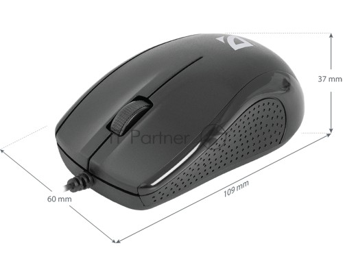 Мышь проводная Defender Optimum MB-160 черный, 1000 dpi, USB, кнопки - 3