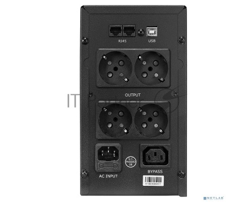 Источник бесперебойного питания CROWN 800VA/510W, металл, 1x12V/9AH, розетки 3*EURO+1*IEC bybass, трансформатор AVR 145-280V, LCD дисплей, съёмный кабель 1.2м, фильтр телефонной и ethernet линии RJ11/45, защита батареи, от перегрузки, от КЗ