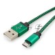 Кабель Gembird  USB 2.0 Cablexpert CC-mUSB2gn1m, AM/microBM 5P, 1м, нейлоновая оплетка, алюминиевые разъемы, зеленый, пакет