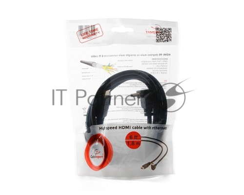 Кабель HDMI Cablexpert CC-HDMI490-6, 19M/19M, v2.0, медь, позол.разъемы, экран, угловой, 1.8м, черный, пакет Кабель HDMI Cablexpert CC-HDMI490-6, 19M/19M, v2.0, медь, позол.разъемы, экран, угловой, 1.8м, черный, пакет