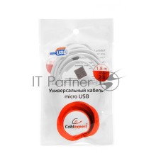 Кабель USB 2.0 Pro Cablexpert CC-mUSB2-AMBM-6W, AM/microBM 5P, 1.8м, экран, белый, пакет