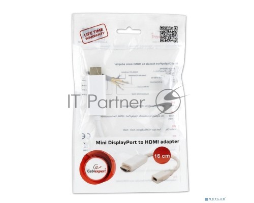 Переходник miniDisplayPort - HDMI, Cablexpert A-mDPF-HDMIM-001-W, 20F/19M, длина 10см, белый, пакет Переходник miniDisplayPort - HDMI, Cablexpert A-mDPF-HDMIM-001-W, 20F/19M, длина 10см, белый, пакет
