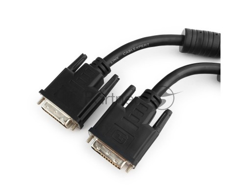 Кабель DVI-D dual link Gembird/Cablexpert CC-DVI2-BK-15, 25M/25M, 4.5м, черный, экран, феррит.кольца, пакет Кабель DVI-D dual link Gembird/Cablexpert CC-DVI2-BK-15, 25M/25M, 4.5м, черный, экран, феррит.кольца, пакет