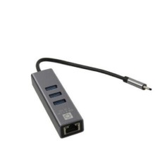 5bites Кабель-адаптер UA3C-45-12BK USB3.1 сетевая карта / 3*USB3.0 / RJ45 1G / AL / GREY