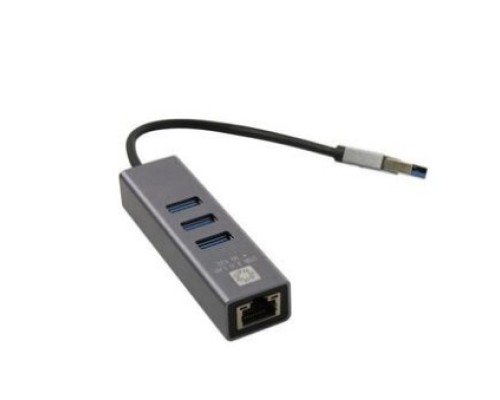 [переходник] 5bites Кабель-адаптер UA3-45-11BK USB3.0 сетевая карта / 3*USB3.0 / RJ45 1G / AL / GREY