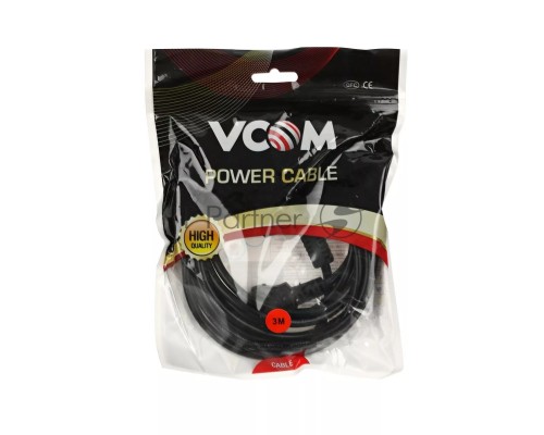 Кабель компьютер-розетка 220V (EURO) <VDE> 3G0,75mm2 VCOM {CE021-CU} 3 метра