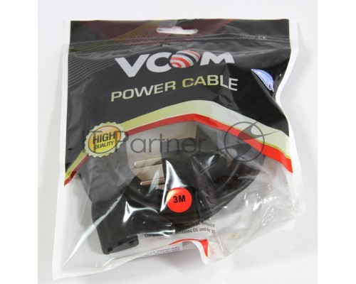 Кабель компьютер-розетка 220V (EURO) <VDE> 3G*0,5mm2 VCOM {CE021-CU} 3 метра
