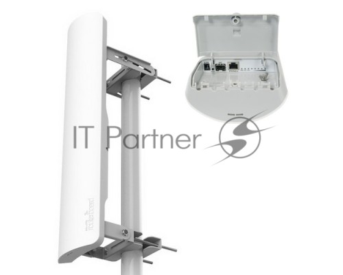 Антенна MikroTik RB921GS-5HPacD-19S mANTBox 19s (5GHz 120 degree 19dBi 2X2 MIMO Dual Polarization Sector Antenna, 720MHz CPU, 128MB RAM, 1xGbit LAN, 1xSFP, PoE, PSU, mounting kit, RouterOS L4)