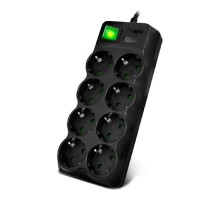 SVEN Фильтр SF-08E-16 3,0 м (8 розеток с защитными шторками,16А) черный, цветная коробка [SV-021610]