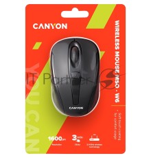 Мышь беспроводная Canyon MSO-W6 черный, 1600 dpi, радиоканал, USB, кнопки - 6