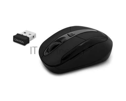 Мышь беспроводная Canyon MSO-W6 черный, 1600 dpi, радиоканал, USB, кнопки - 6