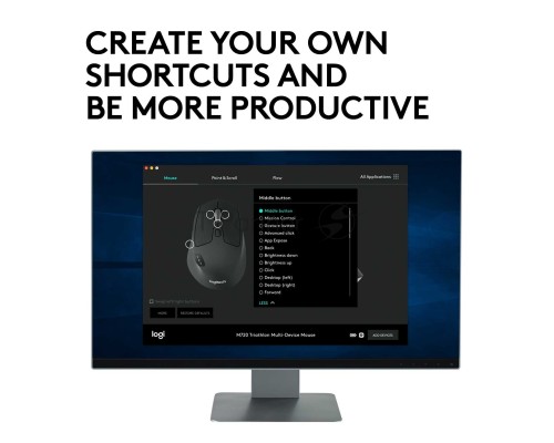 Мышь беспроводная Logitech M720 Triathlon черный, 1000 dpi, радиоканал, Bluetooth, USB, кнопки - 8