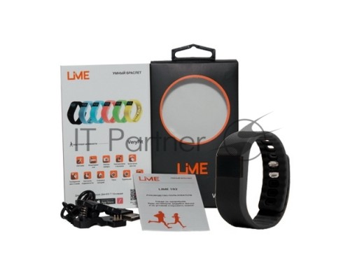 Шагомер Lime 102 black, Подсчет калорий, Часы, Будильник, Черный ремешок (550113)