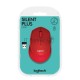 Мышь беспроводная Logitech M330 SILENT PLUS красный, 1000 dpi, радиоканал, USB, кнопки - 3
