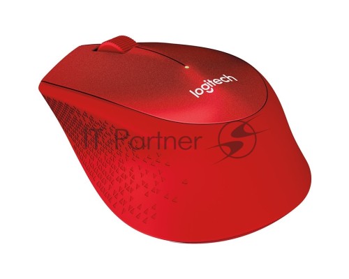 Мышь беспроводная Logitech M330 SILENT PLUS красный, 1000 dpi, радиоканал, USB, кнопки - 3