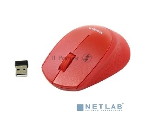 Мышь беспроводная Logitech M330 SILENT PLUS красный, 1000 dpi, радиоканал, USB, кнопки - 3
