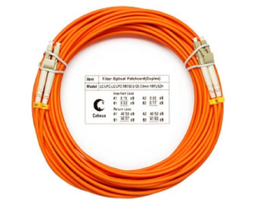 [Cabeus Патч-корды волоконно-оптические, пигтейлы] Cabeus FOP-62-LC-LC-25m Шнур оптический duplex LC-LC 62,5/125 mm 25м LSZH, оранжевый 