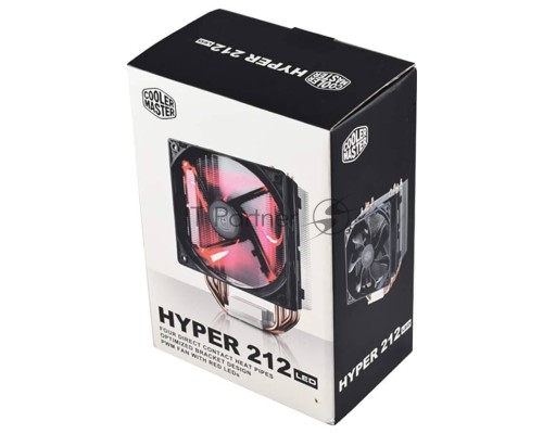Кулер для процессора Cooler Master CPU Cooler Hyper 212 LED, Tower, 120mm 600-1600RPM PWM fan with Red LED, 4 x 6mm Direct Contact heatpipes, Full Socket Support