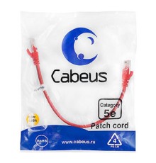 CABEUS PC-UTP-RJ45-CAT.5E-0.3M-RD U/UTP, КАТЕГОРИЯ 5Е, 2XRJ45/8P8C, НЕЭКРАНИРОВАННЫЙ, КРАСНЫЙ, PVC, 0.3М