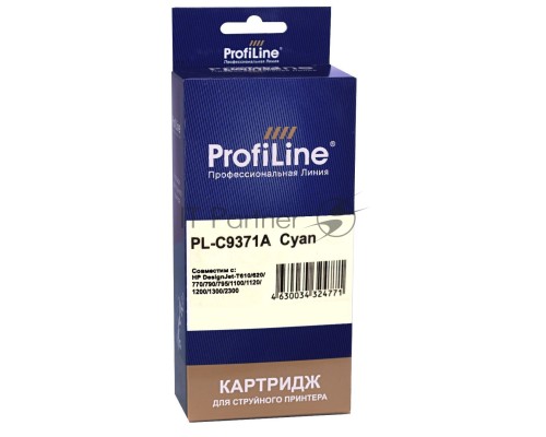 Картридж PL-C9371A (№72) для HP DesignJet T1120ps/T1200/T2300/T1100 MFP Cyan ProfiLine