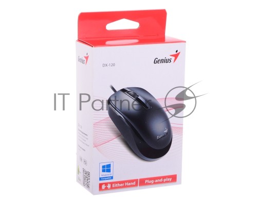 Мышь проводная Genius DX-120 черный, 1000 dpi, USB, кнопки - 3