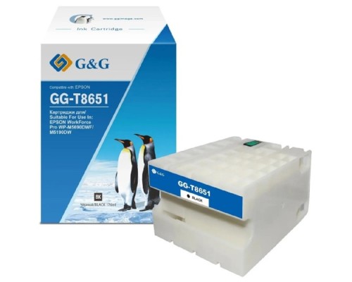 [Расходные материалы] Картридж струйный G&G GG-C13T865140 T8651 черный (176мл) для Epson WorkForce Pro WF-M5690DWF/M5190DW
