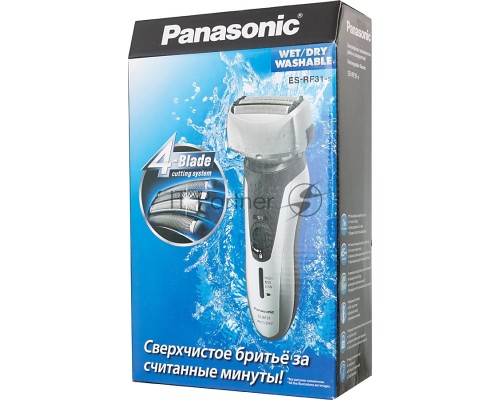 Электробритва Panasonic ES-RF31-S520 сух./влаж. брит, сам. под стр. воды, аккум., триммер, стой. для зарад., 3 ступ. инд. зар. 4 дугооб. сеток