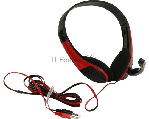 Наушники с микрофоном Oklick HS-M150 черный/красный 2.2м накладные (NO-003N)