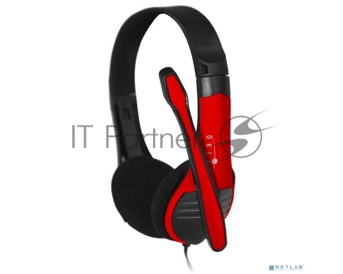 Наушники с микрофоном Oklick HS-M150 черный/красный 2.2м накладные (NO-003N)
