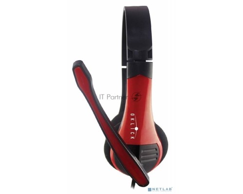 Наушники с микрофоном Oklick HS-M150 черный/красный 2.2м накладные (NO-003N)