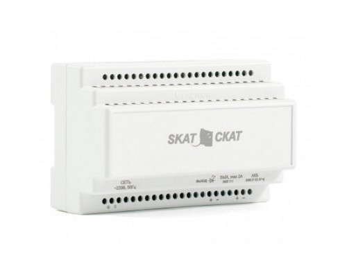 [ИБП для систем безопасности Бастион] БАСТИОН SKAT-24-2.0 DIN (СКАТ ИБП-24/2-DIN) источник питания 24В 2А пластиковый корпус под DIN рейку 35 мм, МПТ (585)