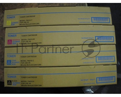 Тонер Konica-Minolta bizhub C220/280/360 черный TN-216K/TN-319K (туба, 524г)  JPN