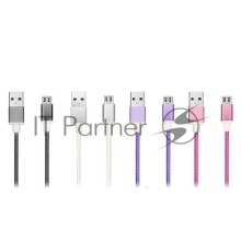 USB кабель ACD-Style Lightning ~ USB-A  2-сторонние коннекторы, нейлон, 1м, фиолетовый (ACD-U913-P6P)