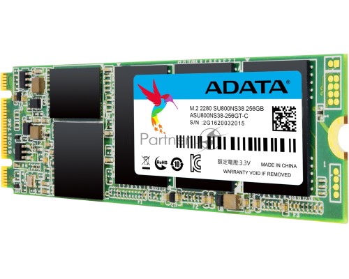 Накопитель SSD AData M.2 2280 256GB ADATA Ultimate SU800 Client SSD ASU800NS38-256GT-C SATA 6Gb/s, 560/520, IOPS 85/80K, MTBF 2M, 3D V-NAND TLC, 256MB, 200TBW, Retail