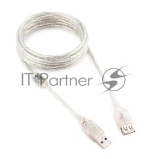 Кабель Cablexpert USB2.0 Pro, AM/AF, 3м, экран, 2 феррит.кольца, прозрачный (CCF-USB2-AMAF-TR-10)