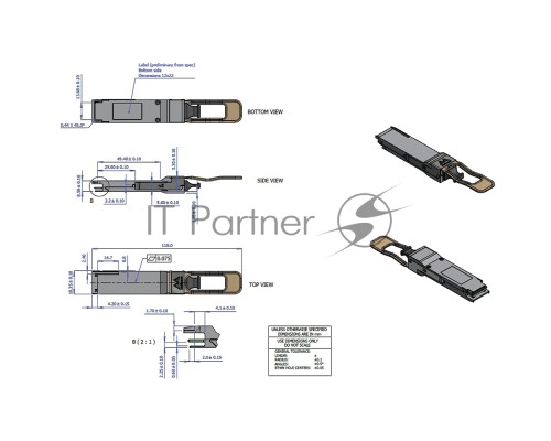 Оптический модуль Mellanox® transceiver, 100GbE, QSFP28, MPO, 850nm, up to 100m, DDMI