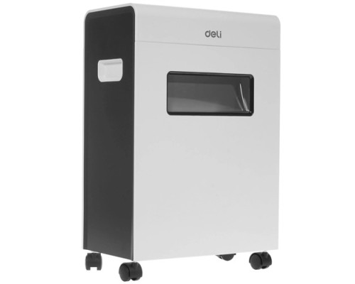 [Уничтожитель документов] Шредер Deli E9911-EU белый (секр.P-4) фрагменты 8лист. 16лтр. скрепки скобы пл.карты CD