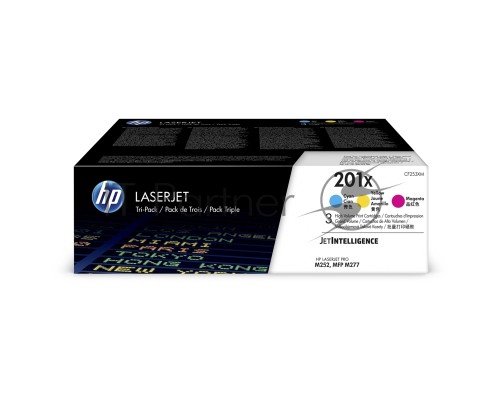 Картридж лазерный комплект HP 210X голубой/пурпурный/желтый (CF253XM) увеличенной емкости