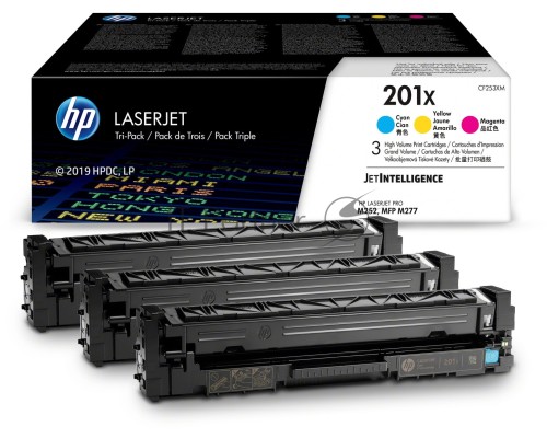 Картридж лазерный комплект HP 210X голубой/пурпурный/желтый (CF253XM) увеличенной емкости