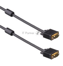 Кабель монитор - SVGA card (15M -15M) 10м 2 фильтра Exegate позолоченные разъемы, экранирование