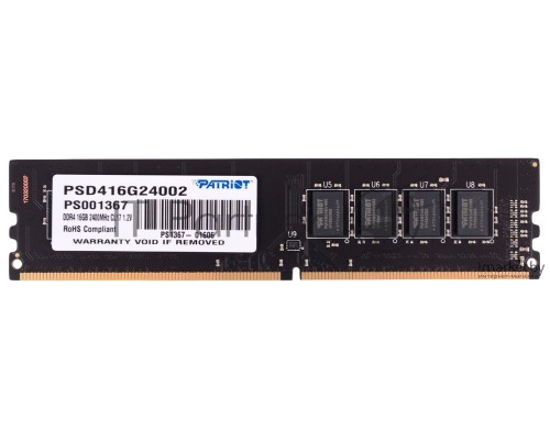 Оперативная память Patriot DIMM DDR4 16GB PSD416G24002 {PC4-19200, 2400MHz} Оперативная память Patriot DIMM DDR4 16GB PSD416G24002 {PC4-19200, 2400MHz}