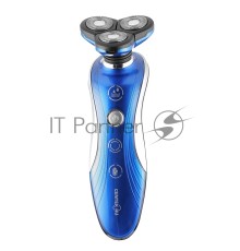 Бритва Centek CT-2170 (синий) ротор 3D, +ВЛАЖНОЕ БРИТЬЁ, 3 плав.головки, 2-ные лезвия, до 50 мин раб