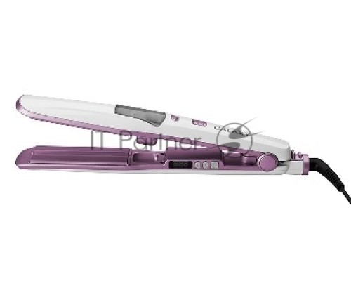 Щипцы для волос Galaxy Line GL 4516, фиолетовый, 45 Вт, максимальная температура 200°С, система ультразвукового распыления воды, съемный резервуар для воды, нагр. элемент с защитой от перегрева, пластины с керам. покрытием, ЖК-дисплей с индикацией темпер