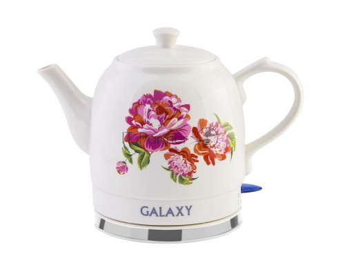 Чайник электрический Galaxy Line GL 0503, белый, керамический корпус, 1400 Вт, 1,4 л, индикатор работы, указатель максимального уровня воды