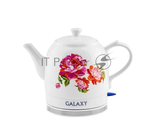 Чайник электрический Galaxy Line GL 0503, белый, керамический корпус, 1400 Вт, 1,4 л, индикатор работы, указатель максимального уровня воды