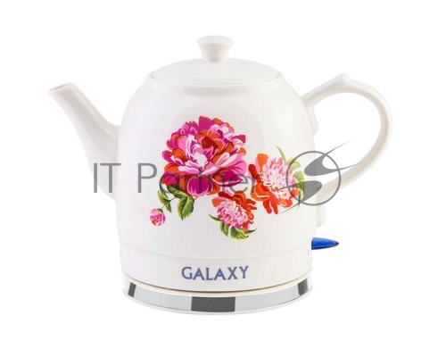 Чайник электрический Galaxy Line GL 0503, белый, керамический корпус, 1400 Вт, 1,4 л, индикатор работы, указатель максимального уровня воды
