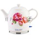 Чайник электрический Galaxy Line GL 0503, белый, керамический корпус, 1400 Вт, 1,4 л, индикатор работы, указатель максимального уровня воды